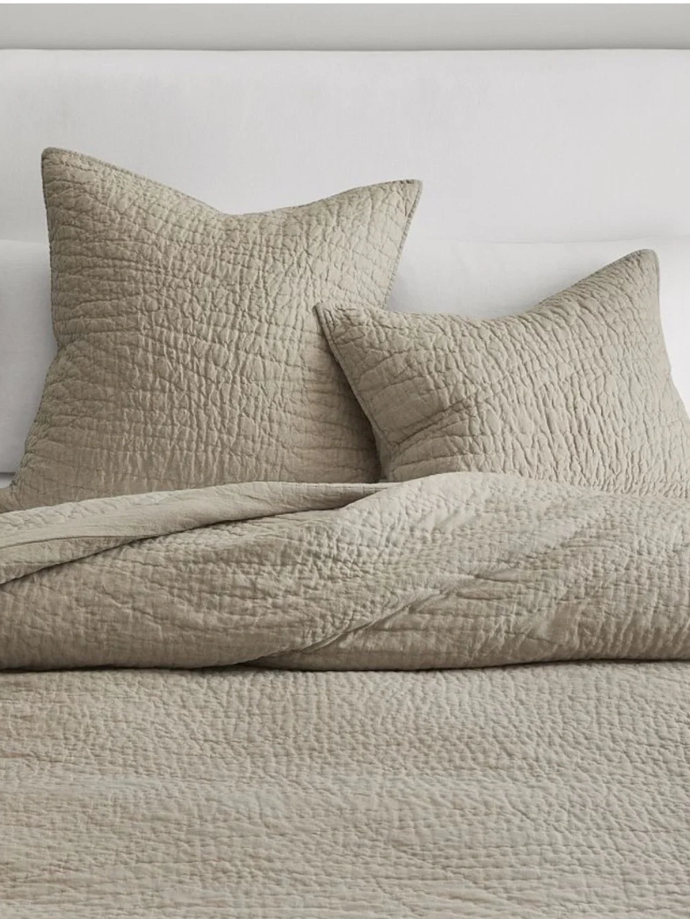 Pottery Barn Belgian Flax Linen Hand Stitched Quilt F/Q Rosewater NWOT
